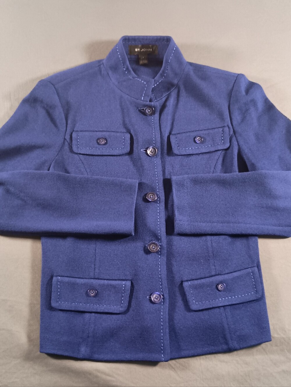 St. John Wool Blend Old Money Elegant Preppy Luxurious Y2K Size 8 Blue Coat